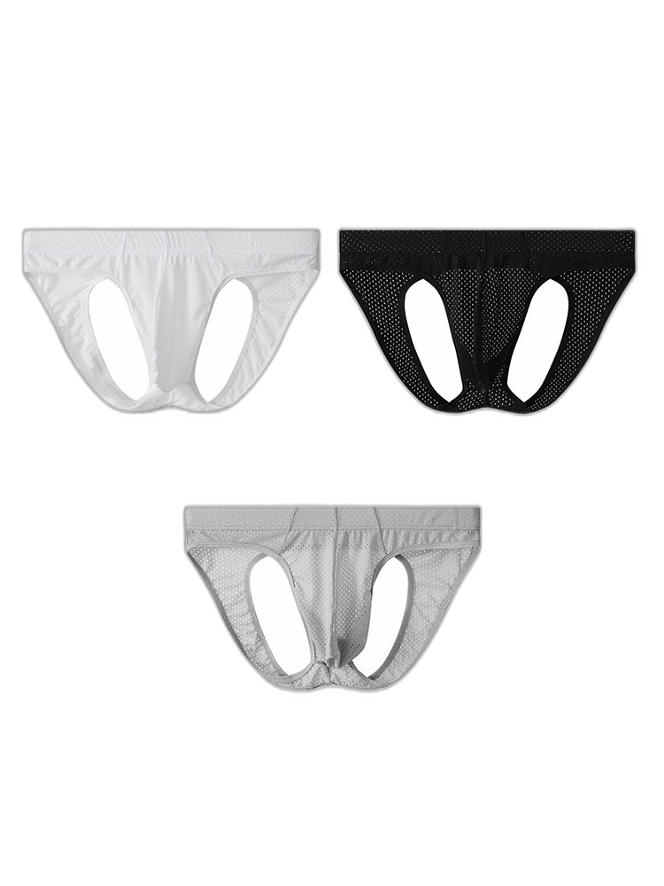 3 Pack Men's Sexy Mesh Transparent Big Pouch Jockstrap