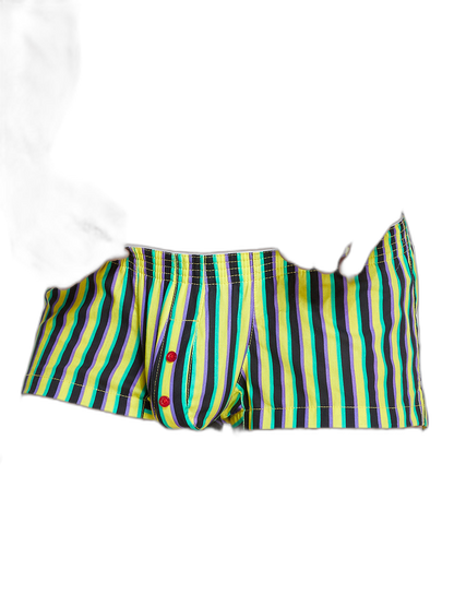 Men's Color Stripes Trunks With Button Fly