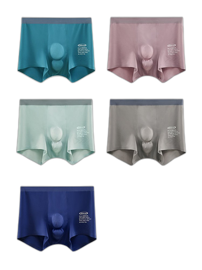 Men's Dual-Raised Support Seamless Solid Color Trunks