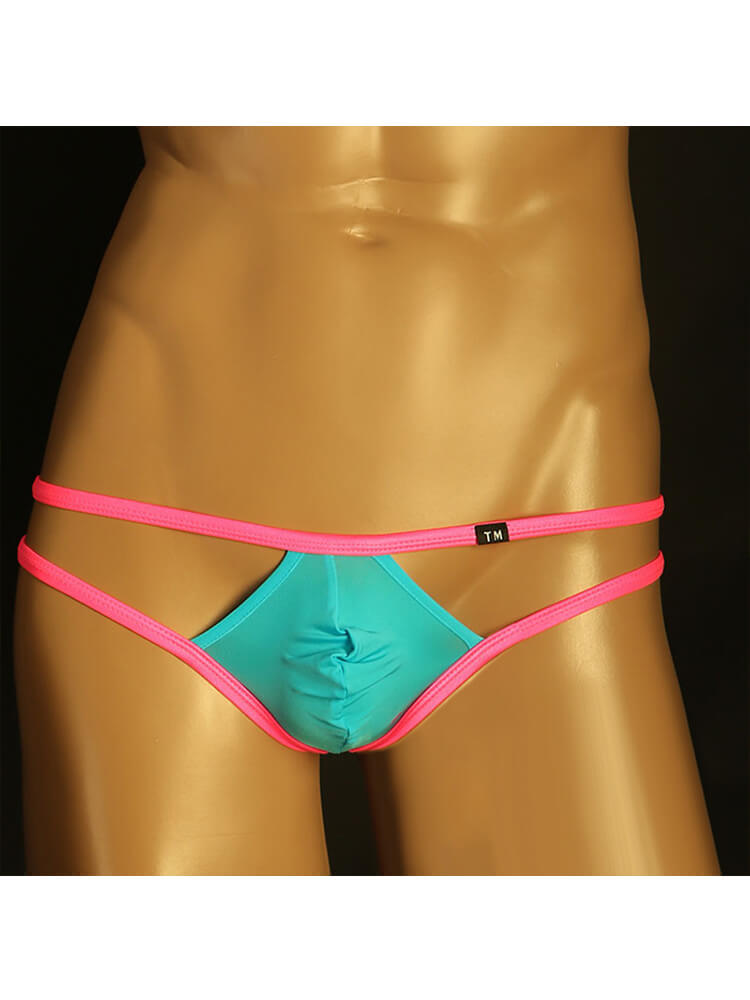 Men's Double Thin Strap Pouch Colorblock Briefs