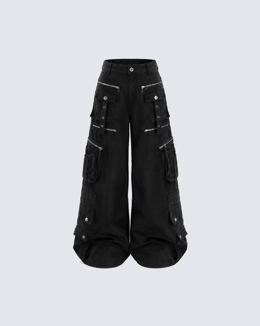 KIIKIO Utility Zipper Cargo Wide-Leg Pants