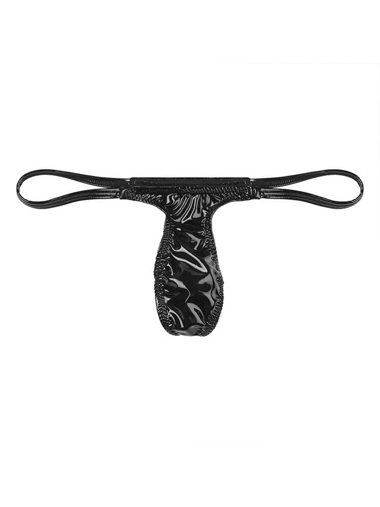 Men's Shiny Leather Sexy Narrow Waist Thong
