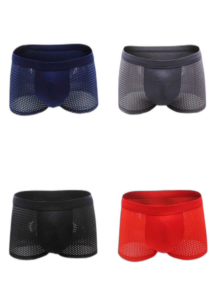 4 Pack Men’s Breathable Mesh Trunks with Antibacterial Fabric