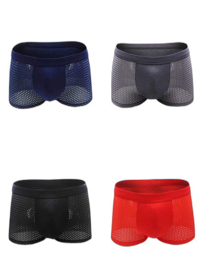 4 Pack Men’s Breathable Mesh Trunks with Antibacterial Fabric