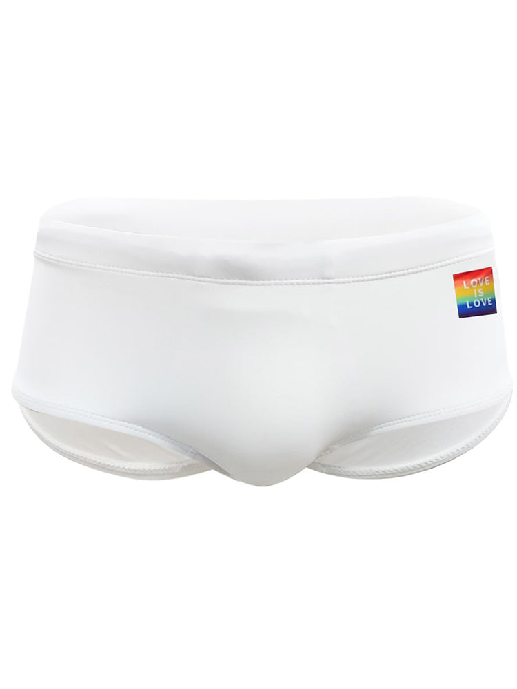 Rainbow Slogan Fashion With Cups Swim Trunks