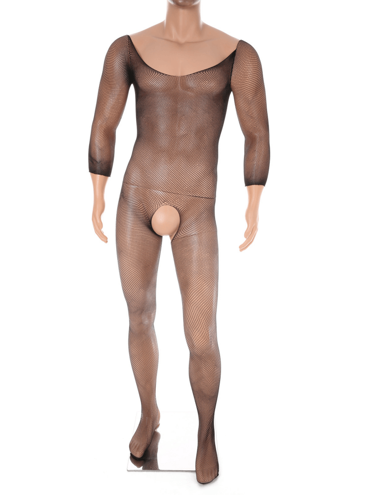 Men's Sexy Crotchless Hollow Fishnet Bodystocking