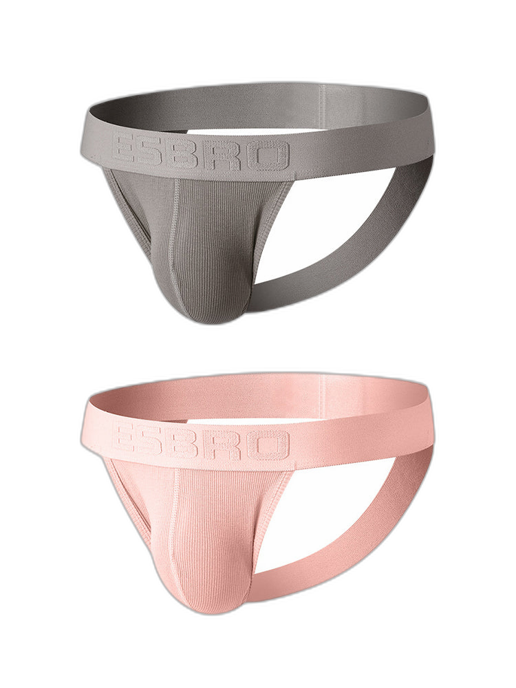 2 Pack Men's Ribbed U-Pouch Sexy Jockstrap