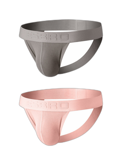 2 Pack Men's Ribbed U-Pouch Sexy Jockstrap