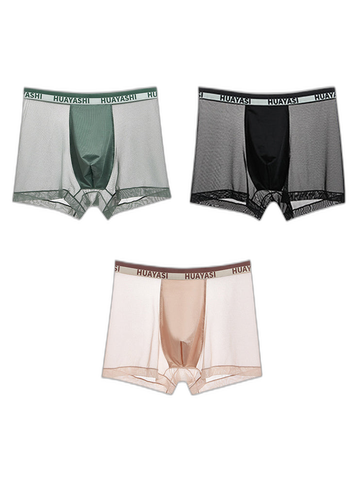 3 Pack Men's Ice Silk Seamless Breathable Quick-Drying Trunks