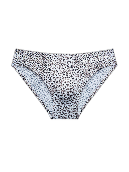 3 Pack ALLMIX Men's 3D Pouch Sexy Leopard Print Ice Silk Briefs