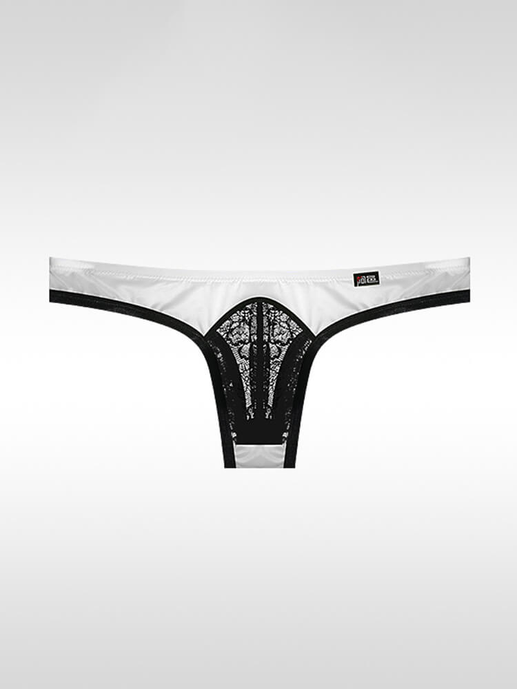  Men's Sexy Ultra-Thin Ice Silk Lace Low-Rise Thong