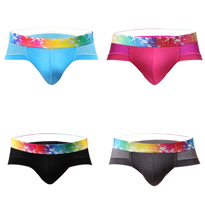4 Pack Breathable Modal Colored Belt Briefs-rainbow pride underwear