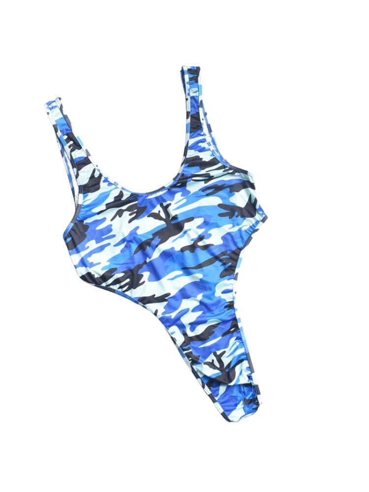 Men's Tank Top Camo Stretch Thong Bodysuit