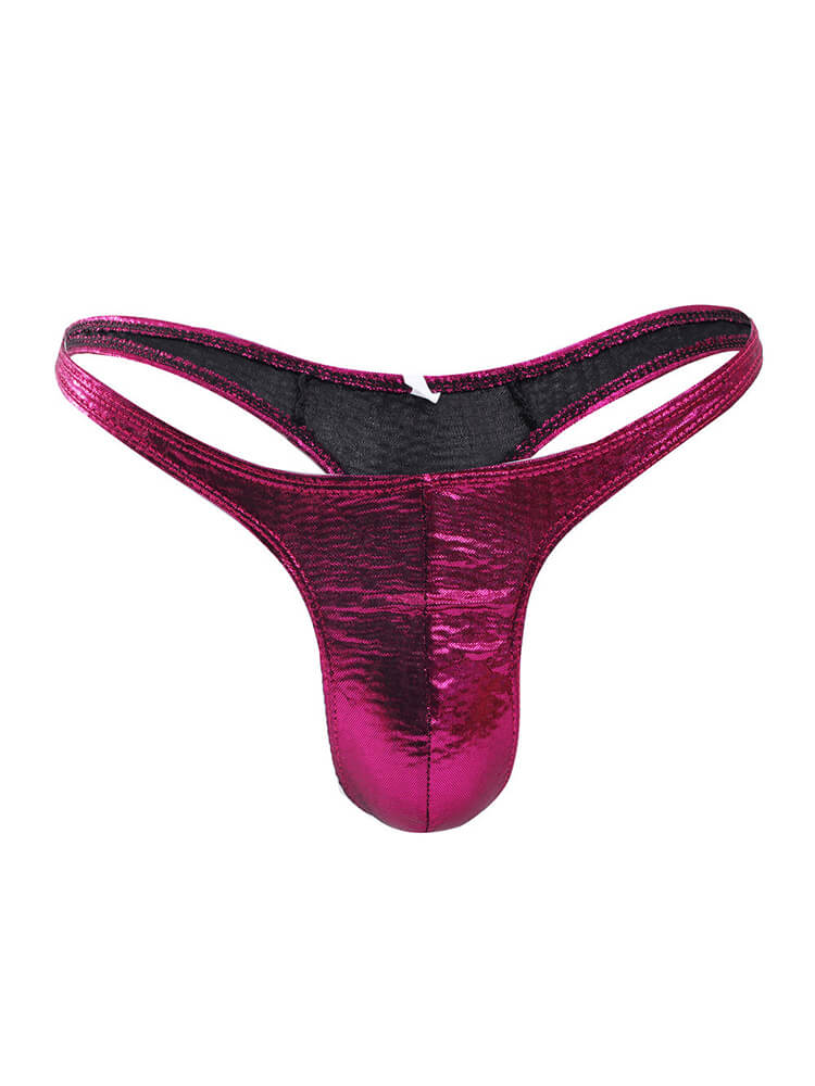 Men's Patent Leather Sexy Seamless Thong