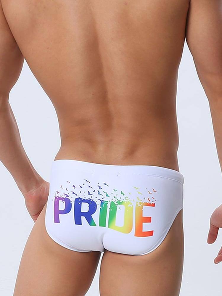 Men's Pride Love Rainbow Print Sexy Swim Briefs