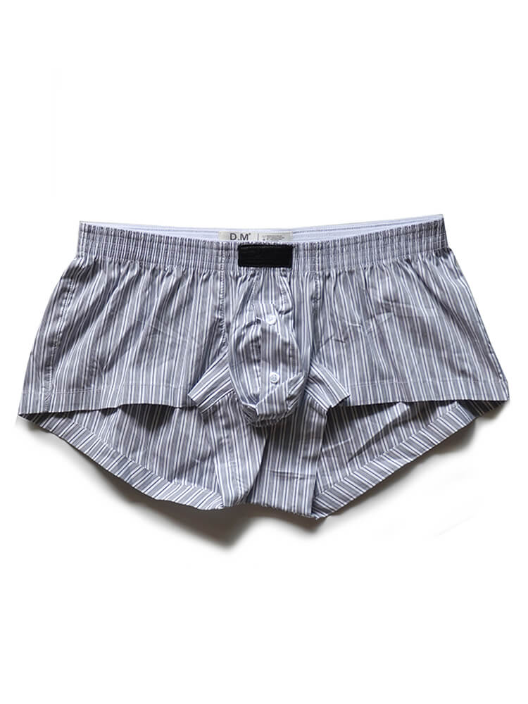 D.M Men's Button Pouch Striped Boxer Briefs
