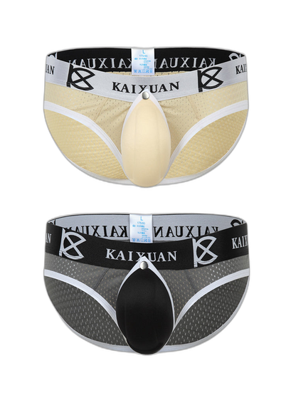 2 Pack Men's Sexy Mesh Front Opening Sponge Coaster Briefs