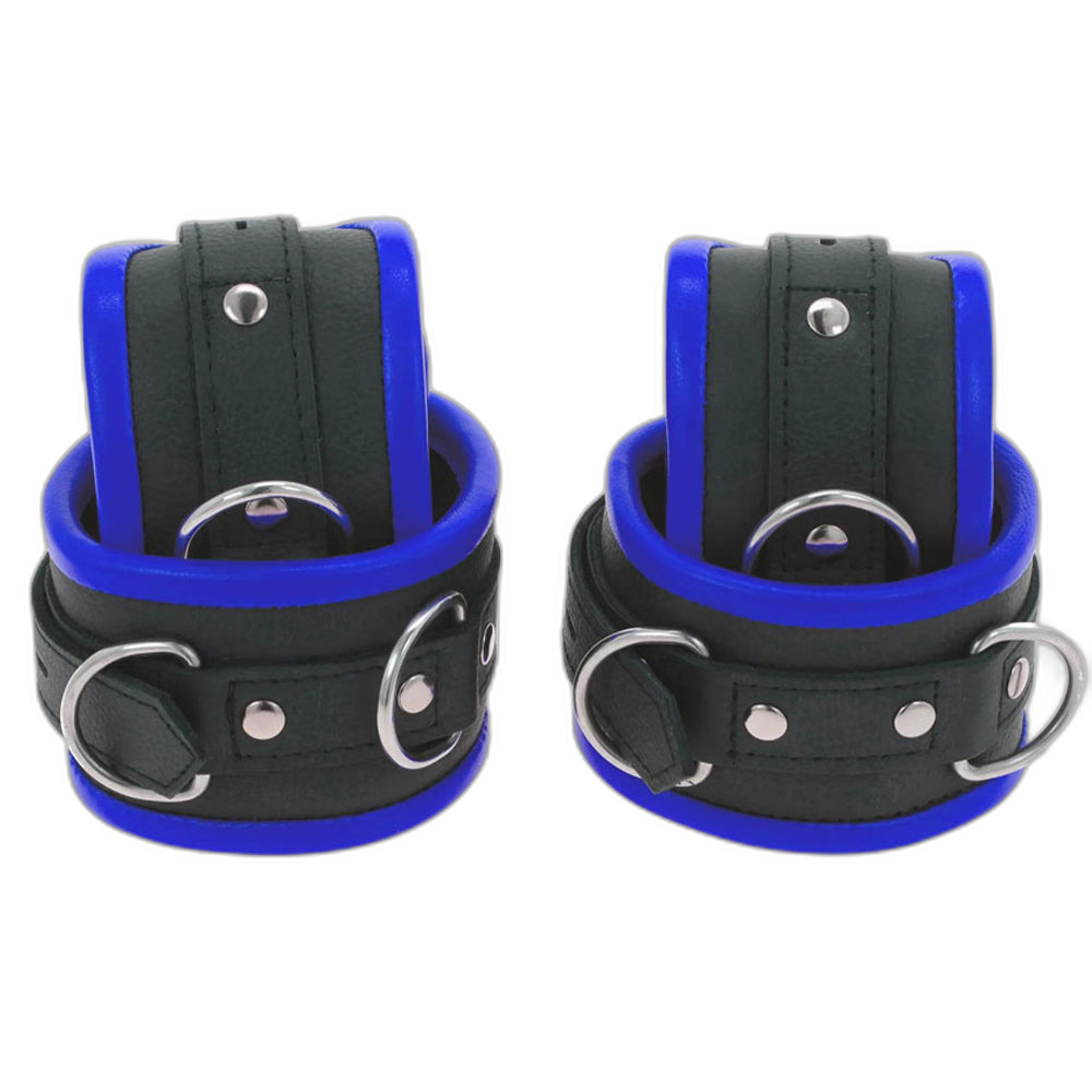 ruff GEAR Premium Leather Restraints 4 Piece Set Blue
