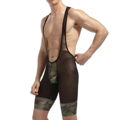 Men's Camouflage Army Mesh Bodysuit