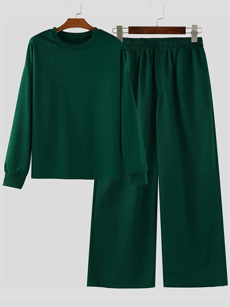 Men's Solid Color Loose Casual Sports 2-Piece Set