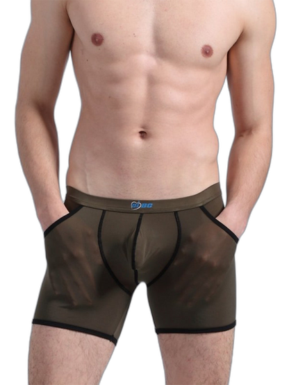 3 Pack Men's Long Leg Boxer Briefs Made of Ultra-Thin Ice Silk with Anti-Wear Elastic