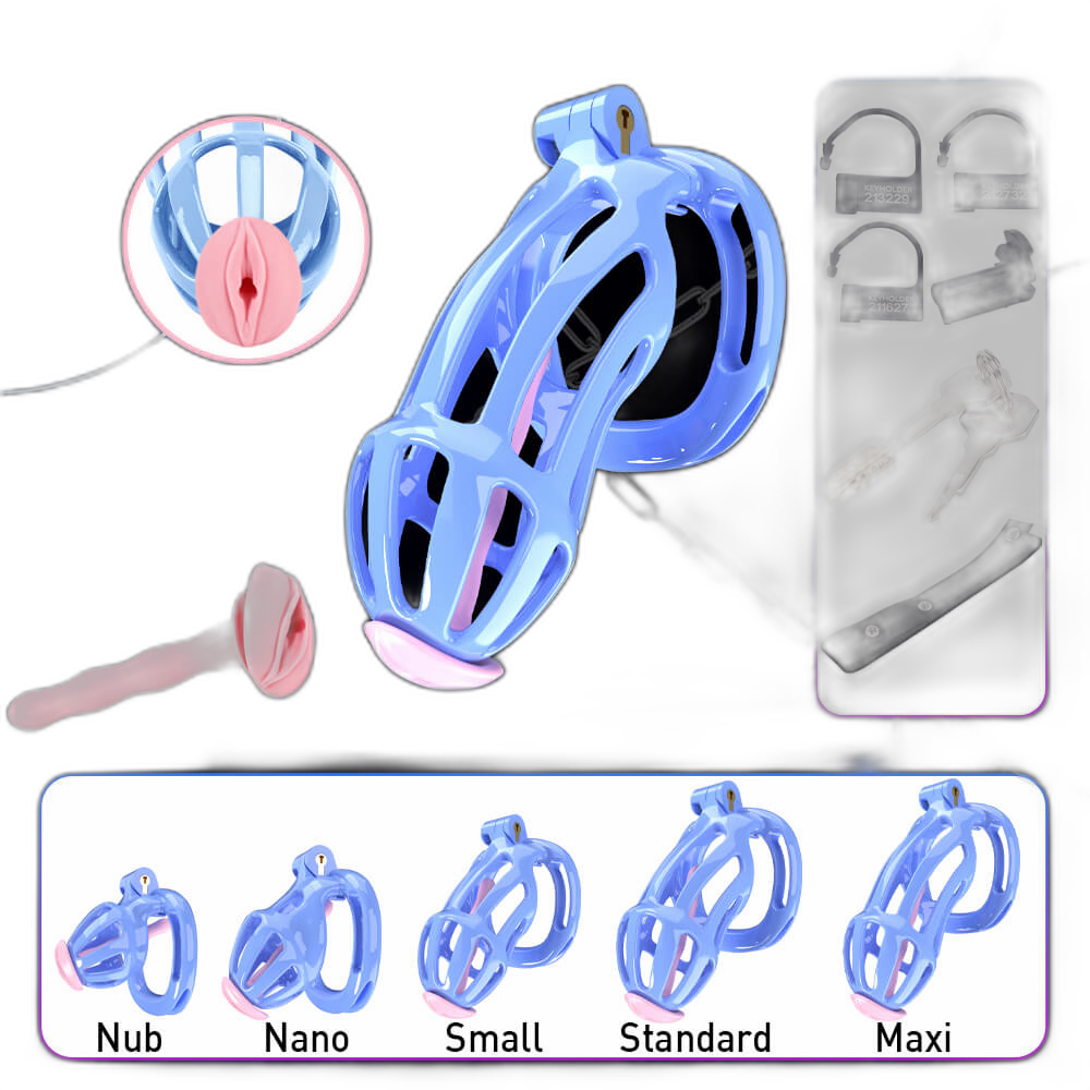 Damian - Male Chastity Cage - 3D Printed Chastity Cage - With Chastity Cage Belt - Four Rings - Urethral Catheter