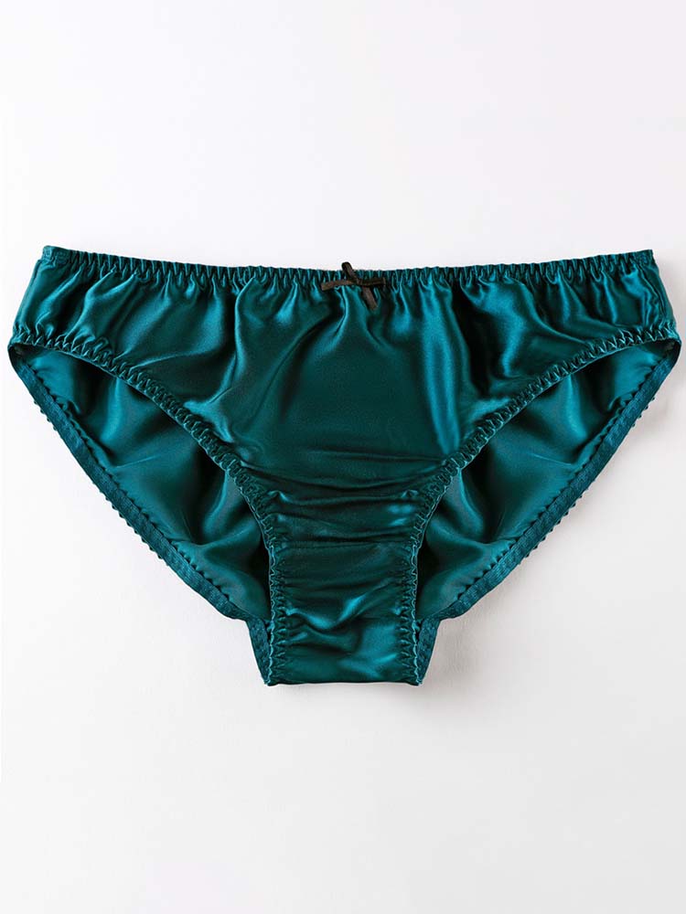 Simple Small Bow Mulberry Silk Solid Color Briefs
