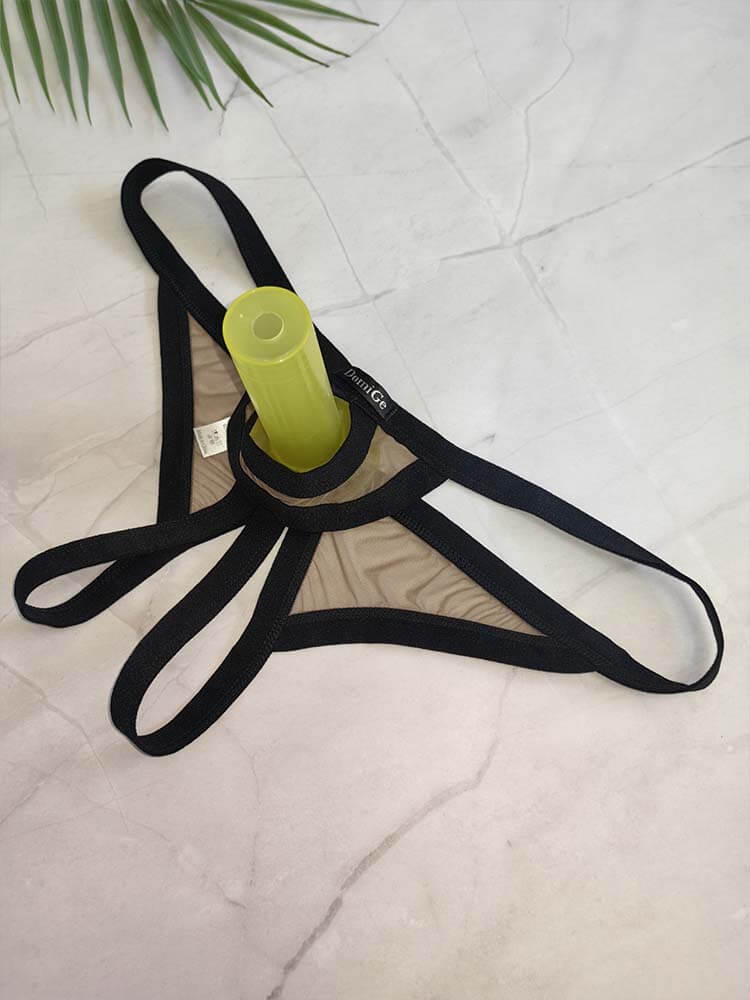 Men's Front-Opening Mesh See-Through Jockstrap