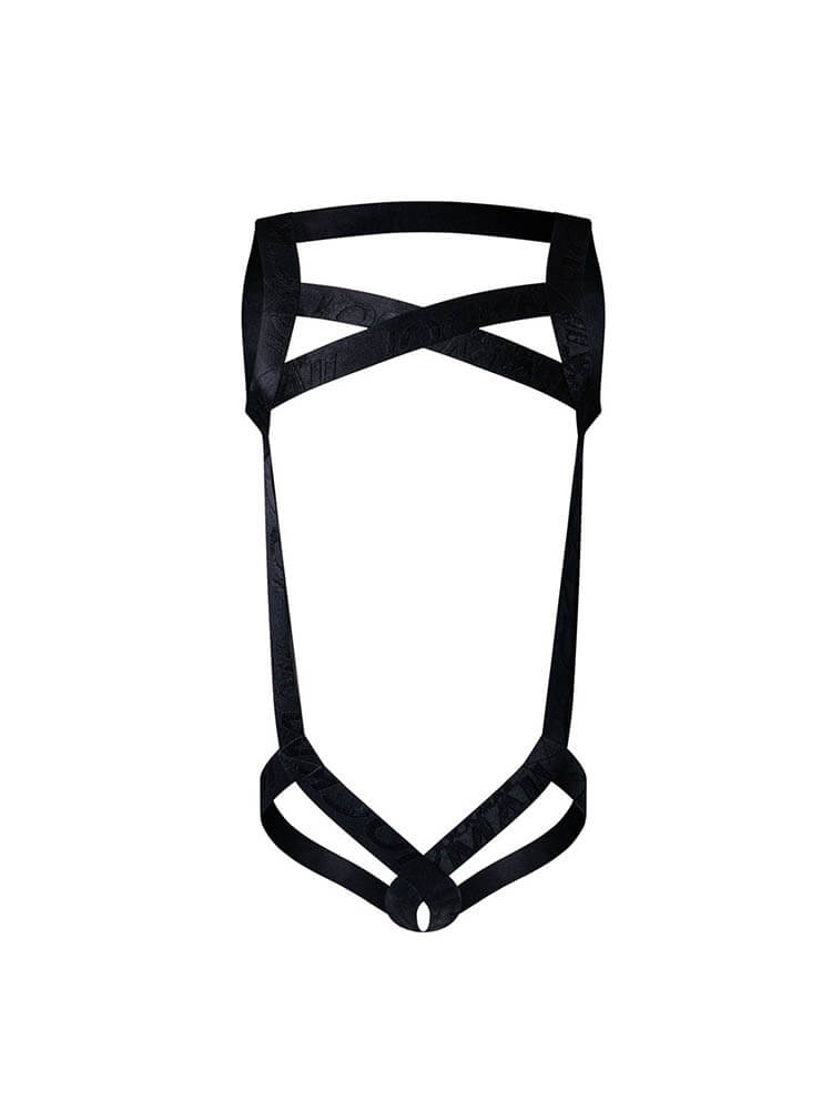 Men's Solid Sexy Hollow Ring Thong Bodysuit