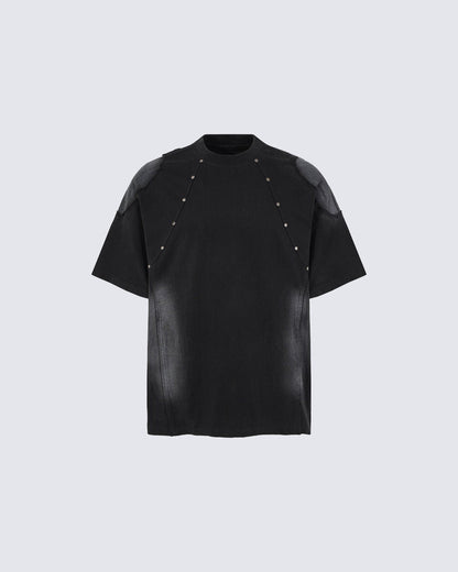 Vintage Spray-Print Distressed Studded New Tee