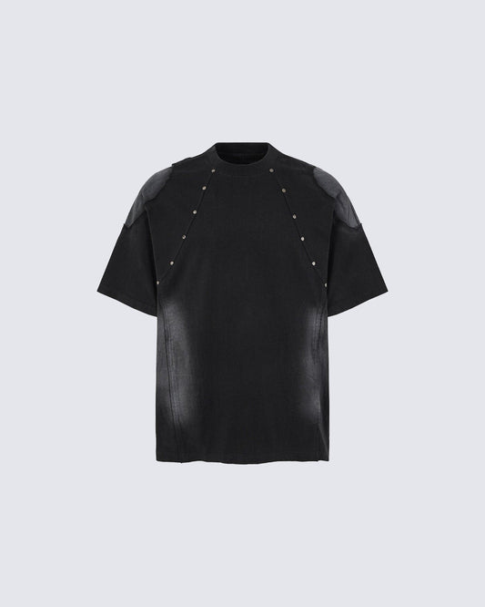 Vintage Spray-Print Distressed Studded New Tee