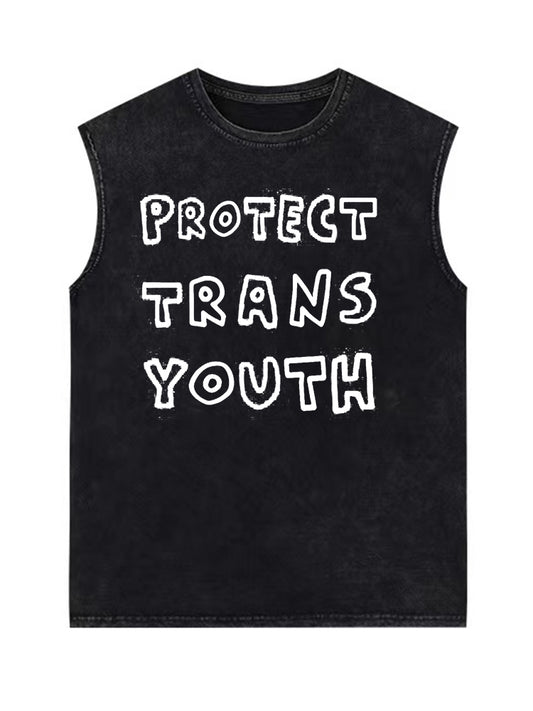 Vintage Washed Protect Trans Youth Cotton Tank Top