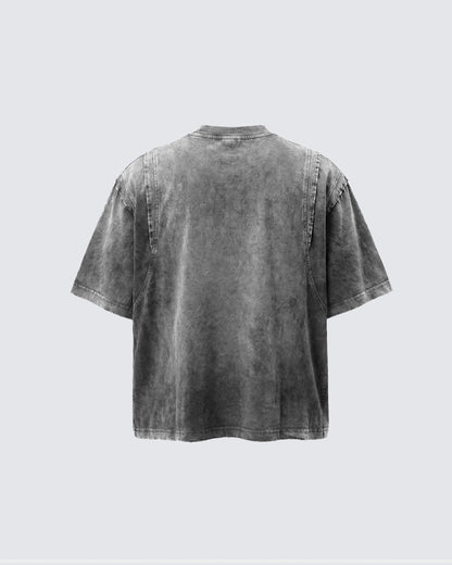 KIIKIO-Washed Vintage Graphic T-Shirt