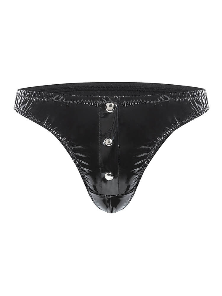 Men's Sexy Solid Color Patent Leather Briefs