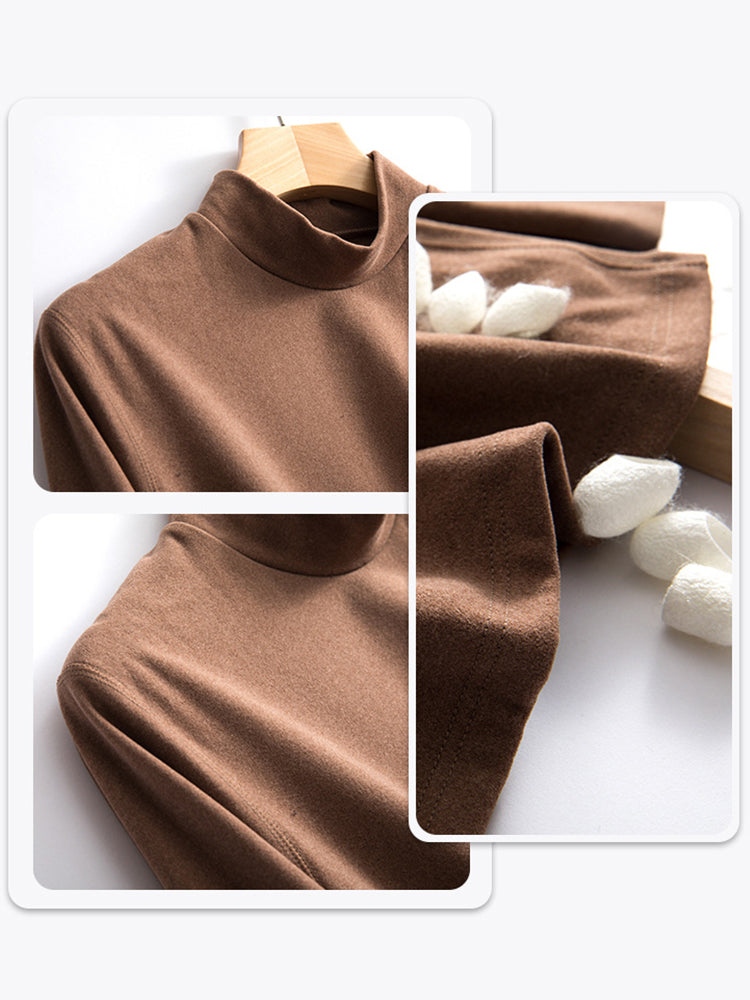 Mid-neck Men's Fleece Warm Bottoming Top T-shirt