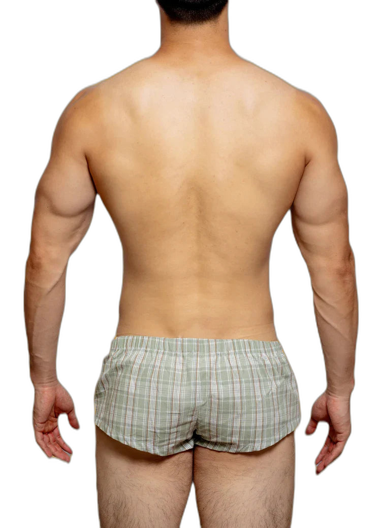 D.M. Low Rise Sexy Plaid Home Boxer Briefs