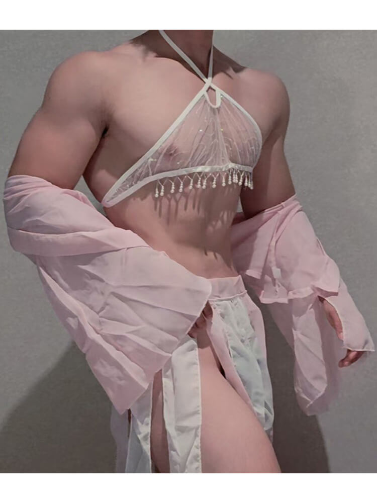 Men's Sexy Ancient Style Halter Neck Bellyband Set