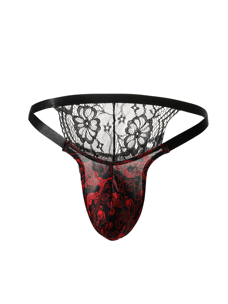 Men's See-through Mesh Lace Sexy Thong