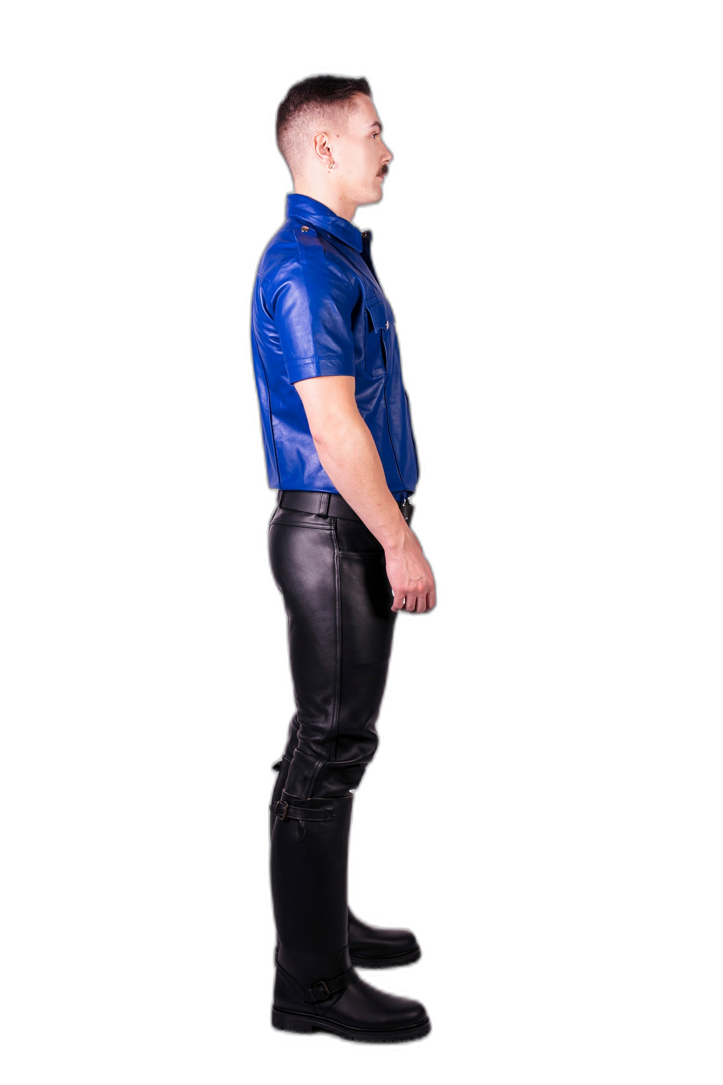 Prowler RED Leather Slim Fit Police Shirt Blue