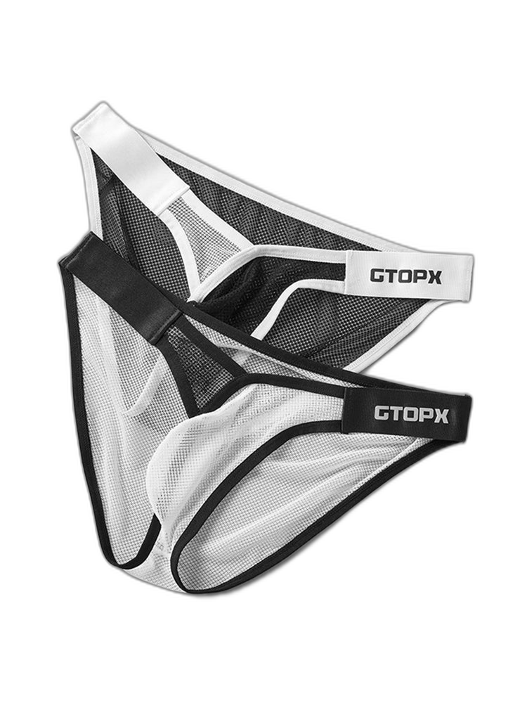 2 Pack Men's U-Pouch Sheer Mesh Briefs