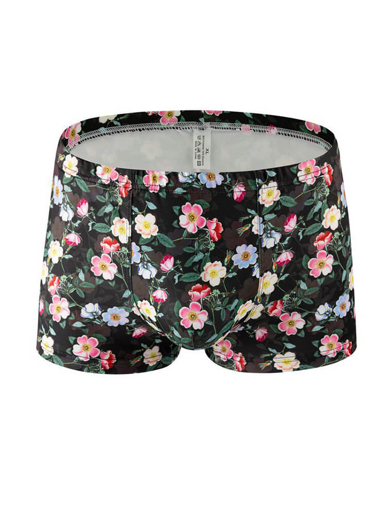 Men's Floral Print Breathable Milk Silk Boxer Briefs