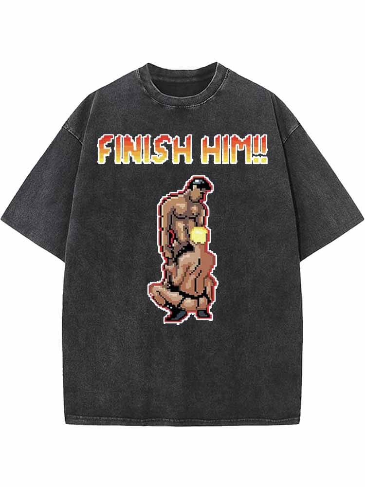 Unisex Finish Him Gay Washed Cotton T-shirt