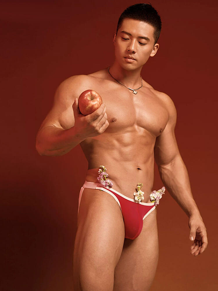 Men's Sexy Color-Block Trim Ice Silk Double-Thong
