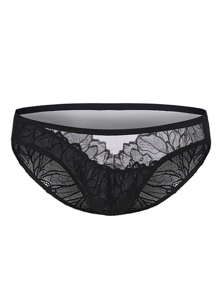 Men's Sheer Lace Openwork Mesh Briefs
