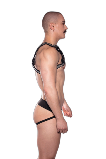 Prowler RED Leather Pouch Jock Black/Grey