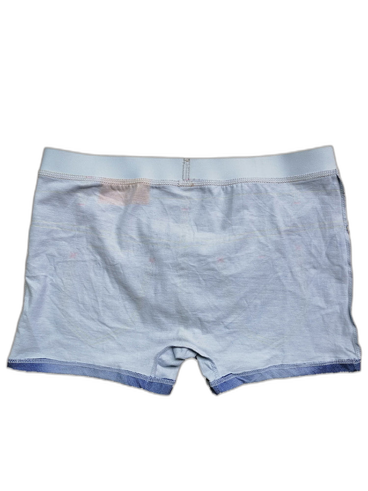 2 Pack Men's Denim Printed Cotton Boxer Briefs