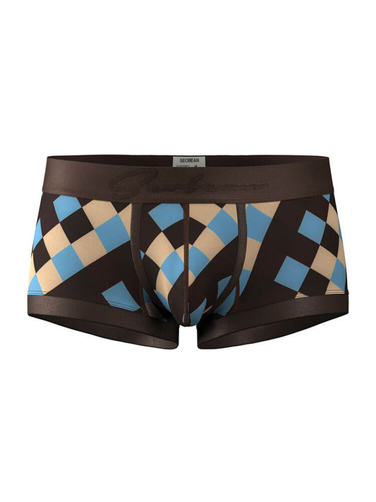 Men's Diamond-Pattern U-Convex Pouch Trunks