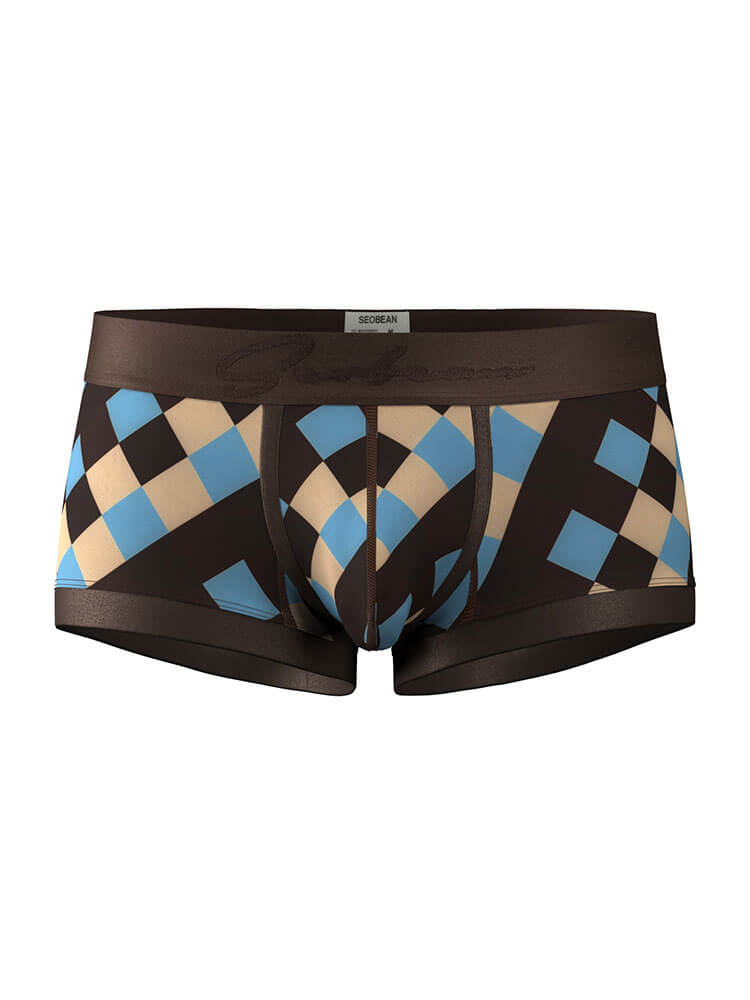 Men's Diamond-Pattern U-Convex Pouch Trunks
