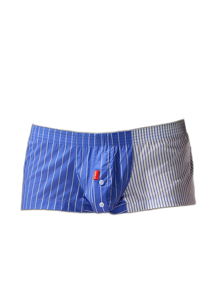 2 Pack Men's Fashionable Cotton Lounge Shorts with Stripe Patchwork
