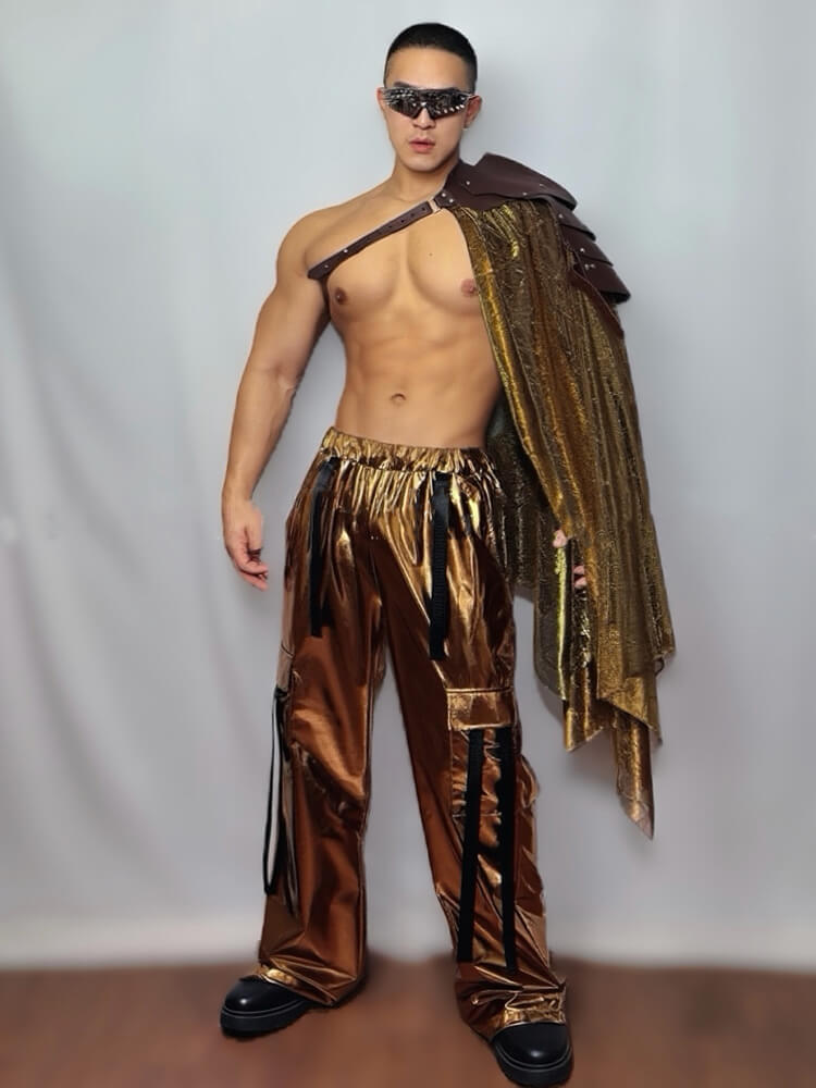 Men's Gold Vintage Cape Performance Costume Set